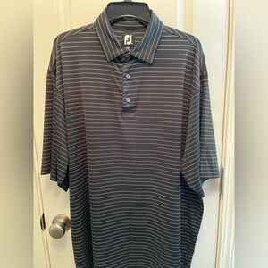 FootJoy Men's Black and White Striped Polo